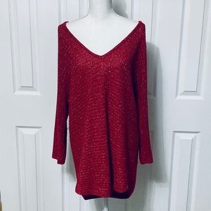 NY&C Metallic Red Tunic Sweater